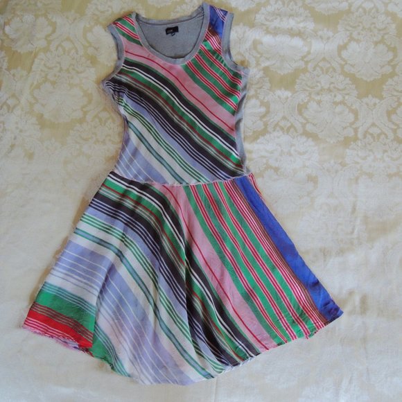 Cori Pink & Green Candy Stripe Dress M - Picture 2 of 12